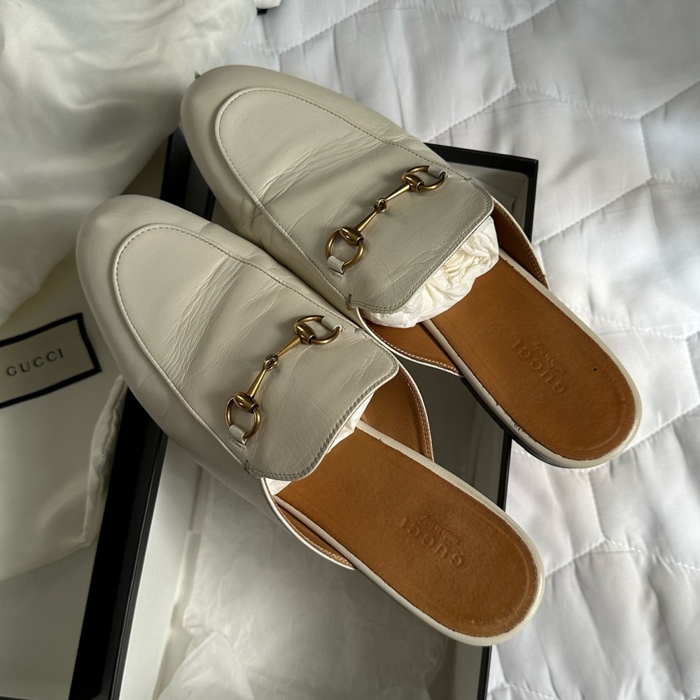 Gucci Princetown Slipper Slides Loafer Miles in
Mystic White Ivory Horsebit 39.5
